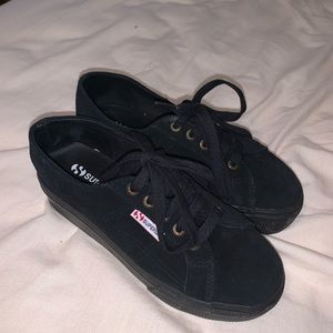 All black Superga sneakers